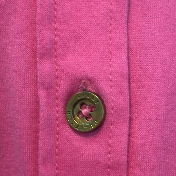 Lilly Pulitzer Cruiser Camp Shirt Button Up Pink Size Large Roll Tab Sleeves - Picture 8 of 9
